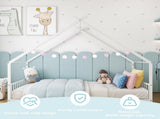 White Flat Bed House Shape with Side Guardrails Twin Children's Iron Bed 70816319