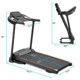 ZNTS Compact Easy Folding Treadmill Motorized Running Jogging Machine with Audio Speakers and Incline 26256022