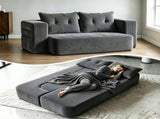 Modern Corduroy Floor Convertible Sofa Bed Folding Sleeper Couch with High-Density Foam Mattress No W6182P567302