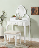 ZNTS Ashley Wood Make-Up Vanity Table and Stool Set, White T2574P163837