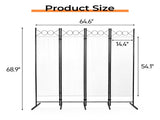 4-Fold Foldable Screen Plastic Feet 160g Polyester Fabric Carbon Steel Frame 6FT Off-White 68530944