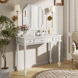 Retro Makeup Desk with Large Mirror, 3-Drawer Dressing for Jewelry Storage, Elegant Console N844P292482A