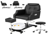 Black PVC IronFrame Pedicure Chair, Manual Reclining with Stool & Basin 43026669