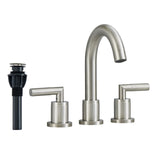 Bathroom Faucet 2 Handle Brushed Nickel Bathroom Sink Faucet Widespread 3 Hole 360&deg Swivel Spout 02074434