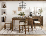 Counter Height Chairs Set of 2 Traditional Cherry Finish Wood Frame Beige Upholstery Dining B011P263745