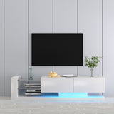 TV Console with Storage Cabinets, Full RGB Color 31 Modes Changing Lights Remote RGB LED TV Stand, W1701105065