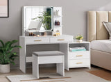 Particleboard Triamine Veneer 4 Drawers 1 Storage Cabinet 2 Shelves Mirror Cabinet Dressing Table 43623598