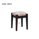 39" Retro Bohemian Style Wooden Makeup Vanity Set with Charging Plug&USB Port and Stool, Dressing N733P180011B