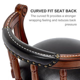 Seat height 26.5'' Cow top Leather Wooden Bar Stools, 360 Degree Swivel Bar Height Chair with Backs W2195P268323