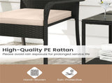 3-Piece Patio PE Wicker Bistro Set, Tempered Glass 2-Tier Side Table Outdoor Chair Set-Beige 88295874