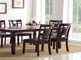 Modern Contemporary 7pc Set Espresso Finish Unique Eyelet Back 6x Side Chairs Cushion Seats B011119001