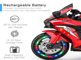 Electric Motorcycle for Kids, 12V Battery Powered Ride on Toys 3 Wheels Motorcycle with LED Lights, 46188607