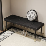 47*16 Inch Multifunctional Black Shoe Bench - Faux PU Cushion, Sturdy Metal Legs With Gold W1512P355040