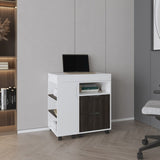 San Diego 54" Wide Two Drawer Expandable Desk with Seven Shelves and Casters White - Dark Walnut B200P286949