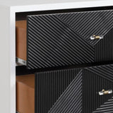 White and Black Accent Nightstand with 2 Drawers B062P185704