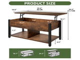 Coffee Table with Storage, Lift-Top Wooden Center Table for Home & Office, Rustic Brown 63662847