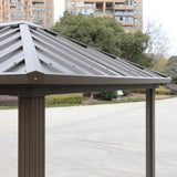 ZNTS Grill Hardtop Gazebo 6x8 FT- Outdoor Metal Hard Top Gazebo, Permanent BBQ Gazebo with Galvanized W419P276718