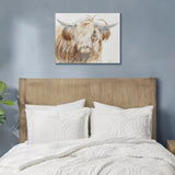 Hand Embellished Highland Bull Canvas Wall Art B035129227