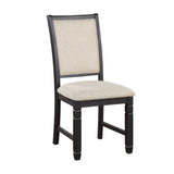 ZNTS Beautiful Black Finish Wooden Side 2pcs Set Beige Color Textured Fabric Upholstered Dining B01155795