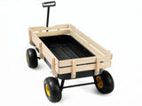 Heavy Duty Steel Wooden Side Support Cargo Wagon with 10" All-Terrain Air Tires, Up to 220lb Load 53440781