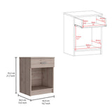 Eco Nightstand , End Table, Side Table Superior Top, One Drawer, Lower Shelf -Light Gray B20091852