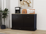 Two Drawers and Two-Compartment Tilt-Out Trash Cabinet Kitchen Trash Cabinet-Black W1120127329