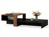 2-Tier Modern Geometric Coffee Table Engineered Wood Low Center Table with Storage Shelf, Waterproof 47020123