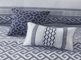 7 Piece Jacquard Comforter Set Navy Queen B03597208