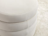 007-Velvet Fabric Storage Round Ottoman Footstool With Wooden Shelving,Ivory W527121976