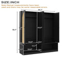 Farmhouse Widen Hall Tree with 4 Rattan Doors, Versatile 4-In-1 Seating Bench with N721P297555B