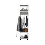 Cluster 63" Tall Wardrove with Mirror, Three Shelves, Casters and Hanging Rod, Armoire, Bedroom B070P210734
