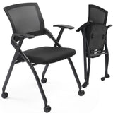 1 Pack Stackable Conference Room Chairs with Wheels, Folding Office Chair with Rebound Back, Padded 56646231