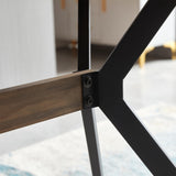 Modern Minimalist Style Dining Table MDF wooden Top Black Metal Shelf Metal Heat Transfer Legs W241132801