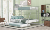 ZNTS Twin over Full Bed with Sturdy Steel Frame, Bunk Bed with Twin Size Trundle, Two-Side Ladders, 22027007