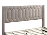 Modern Eye-Catching 1pc Queen Size Bed Light Brown Burlap Fabric Unique Diamond Design Headboard B011P238959