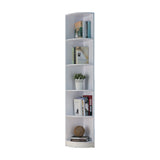 ZNTS White Corner Bookcase, Display Cabinet with Five Shelves B107130851