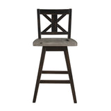 Counter Height Chairs Set of 2, Black X-Back 360-degree Swivel Chair Solid Rubberwood Kitchen Dining B011P194598