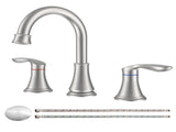 2-Handle 8 inch Widespread Bathroom Sink Faucet Brushed Nickel Lavatory Faucet 3 Hole 360&deg Swivel 89343189