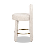 Penny 26.5" Round Arched Upholstered Counter Stool, Set of 2, Travertine Beige Chenille B2719P360149