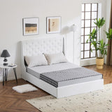 Upholstered Queen Platform Storage Bed Frame with 4 Drawers, Wingback Headboard with Button Tufted 78963941