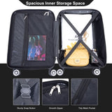 ZNTS 4-piece ABS lightweight suitcase, 14 inch makeup box, aircraft wheels BLACK W284P149254