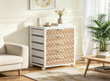 5-Drawer Rolling Storage Cabinet, Mobile Chest with Wood Grain Fronts & Casters 05480215