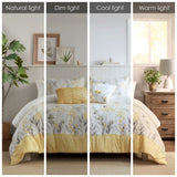 5 Piece Seersucker Comforter Set with Throw Pillows Yellow King/Cal King B035P148357
