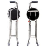 Hold 187.4 Lbs Folding 2-in-1 Folding Cane Seat ,Thickening Travel Seat and Cane, Four-Leg Folding 79062086