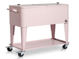 80QT Pink Patio Rolling Cooler Cart, Outdoor Insulated Ice Chest with Lockable 85524372