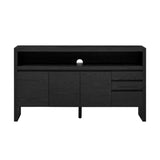 U_Style 60" 3-Door Sideboard with 3 Drawers - Modern Solid Ash Veneer MDF Sideboard, Semi-Open Shelf N711P289141B