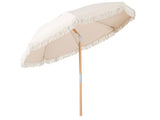 6ft Boho Patio with Tassels, Beech Wood Pole & Fiberglass Ribs, Push-Button Tilt Outdoor 13320436