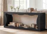 63" Narrow Console Table with Wavy Hollow Design, 2-Tier Extra Long Entryway Table with Storage 65032759