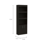 Simma Bookcase, Metal Hardware, Three Shelves, Double Door Cabinet -Black B20091981