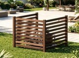 3Panel Solid Fir Wood Outdoor Privacy Screen, NoDig Air Conditioner Cover Fence with Ground 45724696